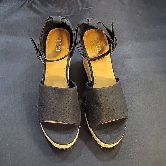 BRAND NEW A.N.A WOMEN'S OPEN TOE WEDGE ADJUSTABLE BUCKLE ANKLE STRAP SANDAL - Picture 2 of 14